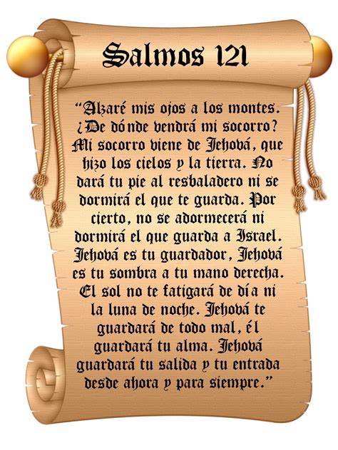 Salmos 121. 121.1ss Este cántico expresa la seguridad y la esperanza en la protección de Dios de día y de noche. El no solo hizo los montes, sino también los cielos y la tierra. Nunca debemos confiar en un poder menor al de Dios. El no solo es Todopoderoso, sino también vela por nosotros. Nada lo desvía ni disuade. Estamos seguros. 